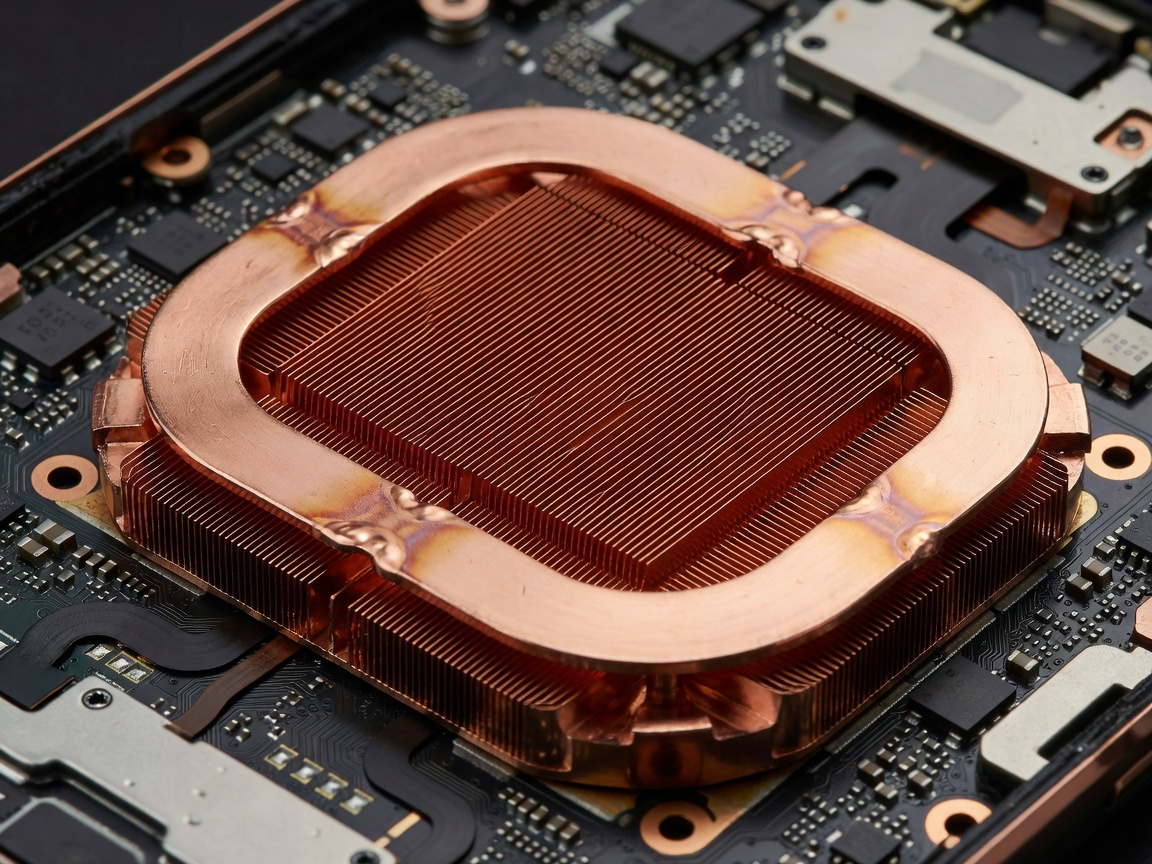Exposed copper heat sink and dual vapor chamber thermal cooling loop of high performance mobile device